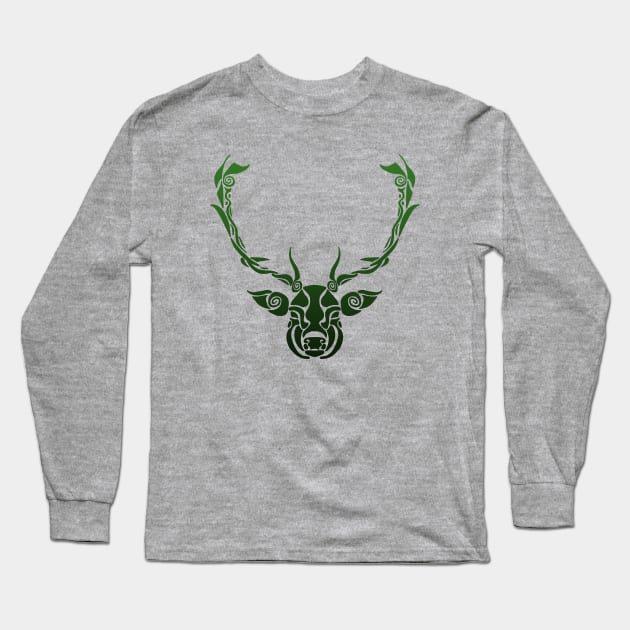 Shapes and Swirls Deer Head Long Sleeve T-Shirt by Kristal Stittle